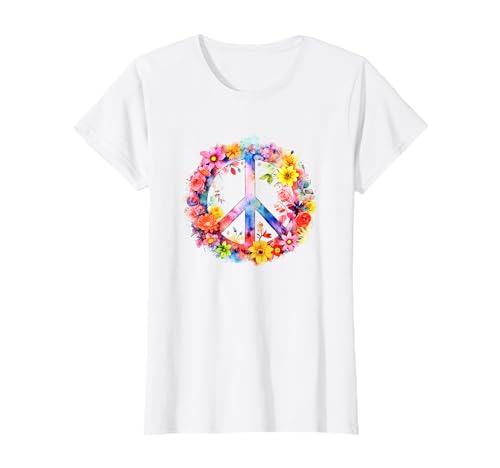 Hippie Peace Flower Power Outfit weiß Karneval Kostüm f T-Shirt Hippie Peace Flower Power Outfit weiß Karneval Kostüm f T-Shirt von Hippie Peace Women's Carnival Costume Flower Power