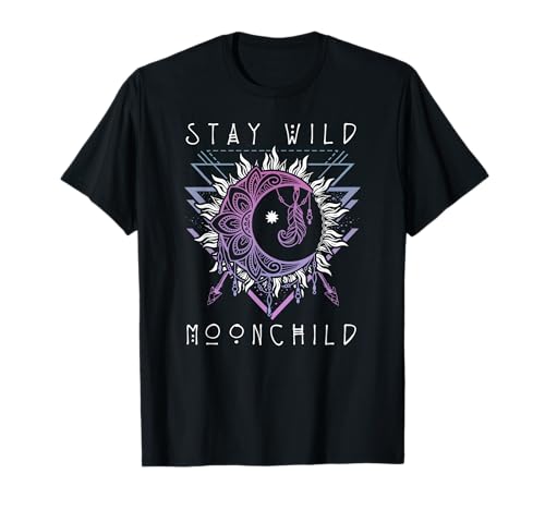 Sonne und Mond Design für Frauen Stay Wild Moon Kind T-Shirt von Hippie Soulz
