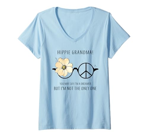 Damen Hippie oma you may say I'm a dreamer T-Shirt mit V-Ausschnitt Damen Hippie oma you may say I'm a dreamer T-Shirt mit V-Ausschnitt von Hippie grandma Tee