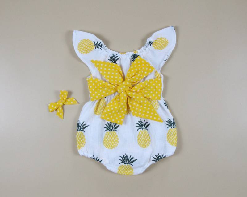 Baby Mädchen Kleidung Romper Gelb Ananas Kleinkind Strampler 1 von HippieBabeLane