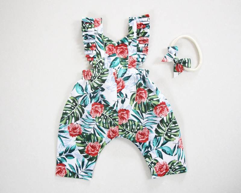 Baby Mädchen Overall Luna Lange Haremshose Kuchen Smash Rote Rose Babykleidung Outfit Coming Home Outfits von HippieBabeLane