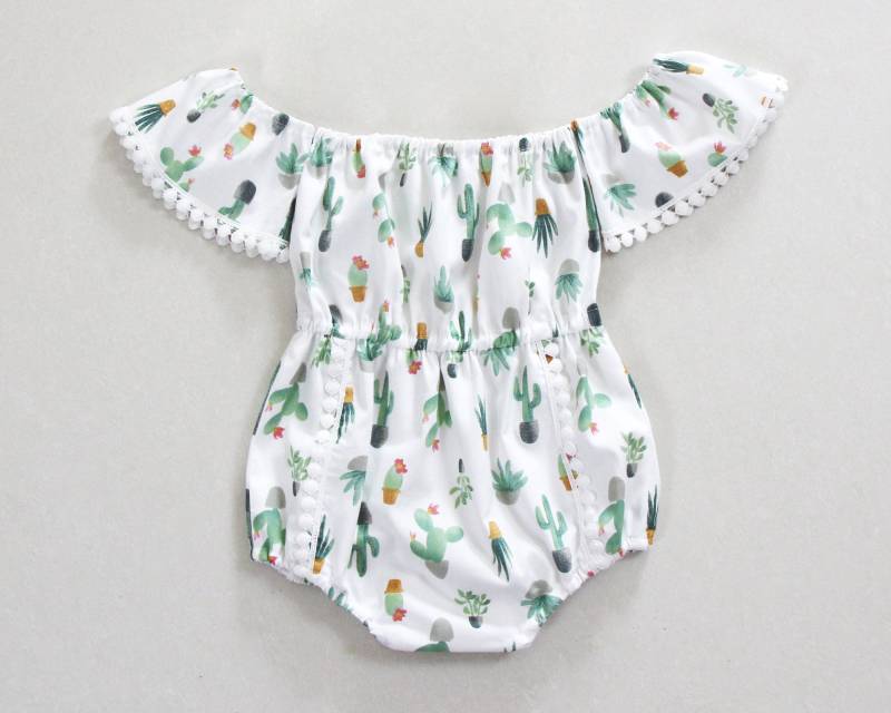 Cactus Baby-Mädchen Kleidung Baby-Outfit Baby-Strampler Strampler Schulterfrei Grün Passender Bruder Und Schwester Outfits von HippieBabeLane