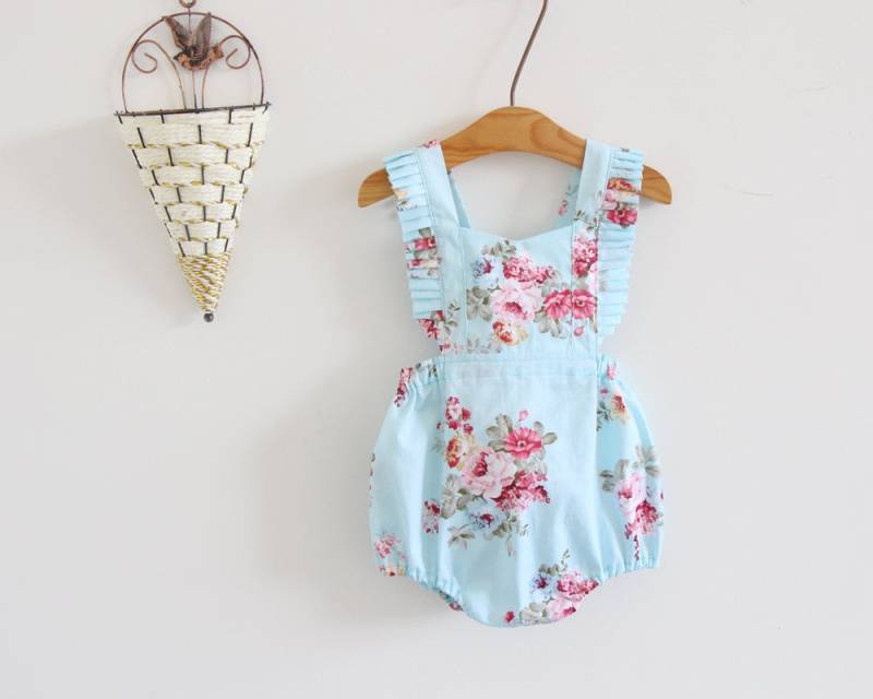 Hellblauer Baby-Mädchen Kleidung Romper Baby Mädchen Outfits Kleinkind Babymode Strampler Boho Geschenk Für von HippieBabeLane