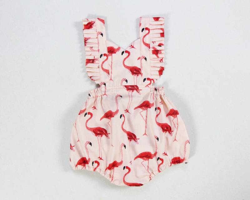Roter Flamingo Baby Strampler, Champagner Baumwolle Cake Smash Outfit von HippieBabeLane