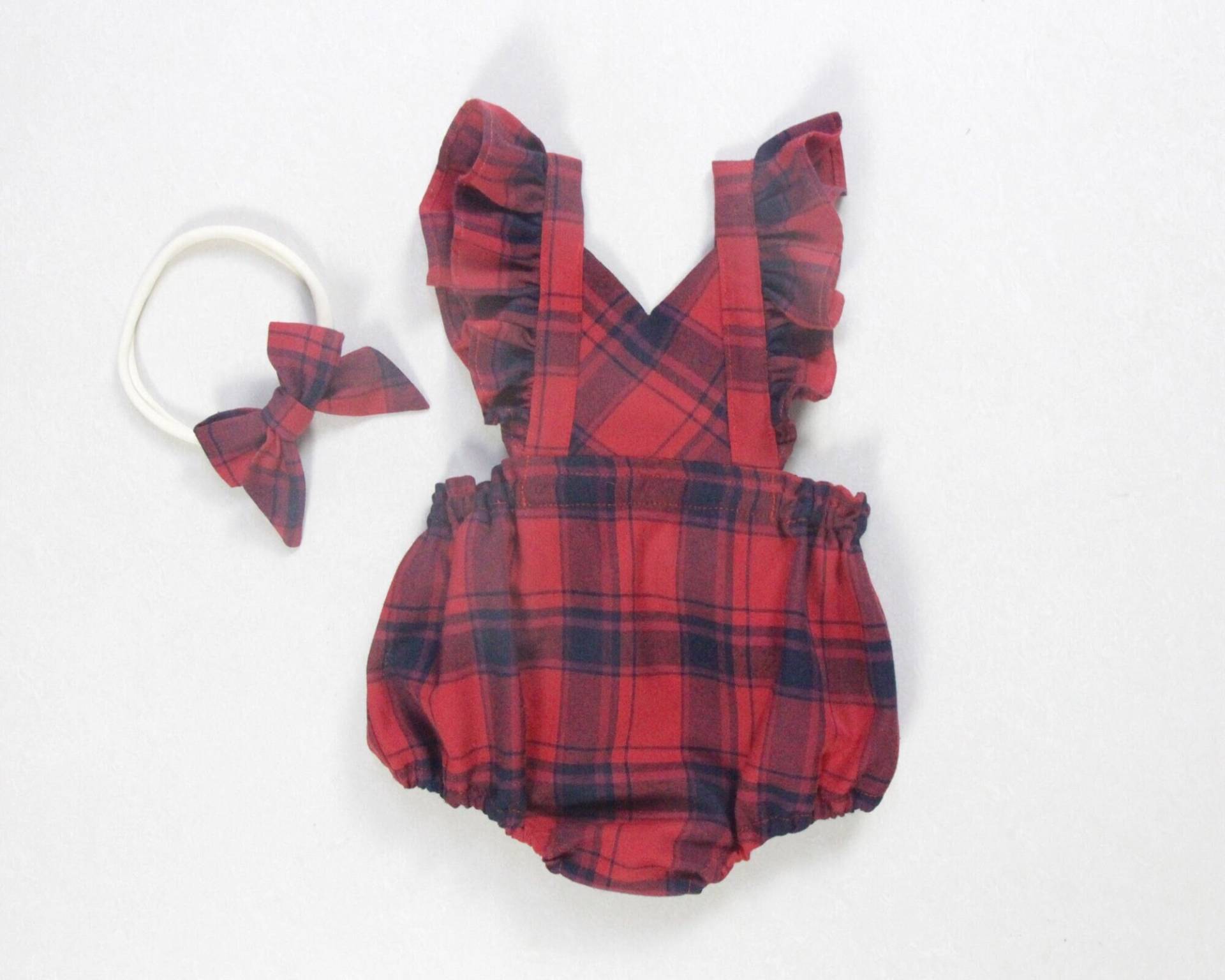 Tartan Baby Mädchen Kleidung Weihnachten Strampler Outfits Rot Karo Flanell Neugeborenen Kommen Nachhause Outfit von HippieBabeLane