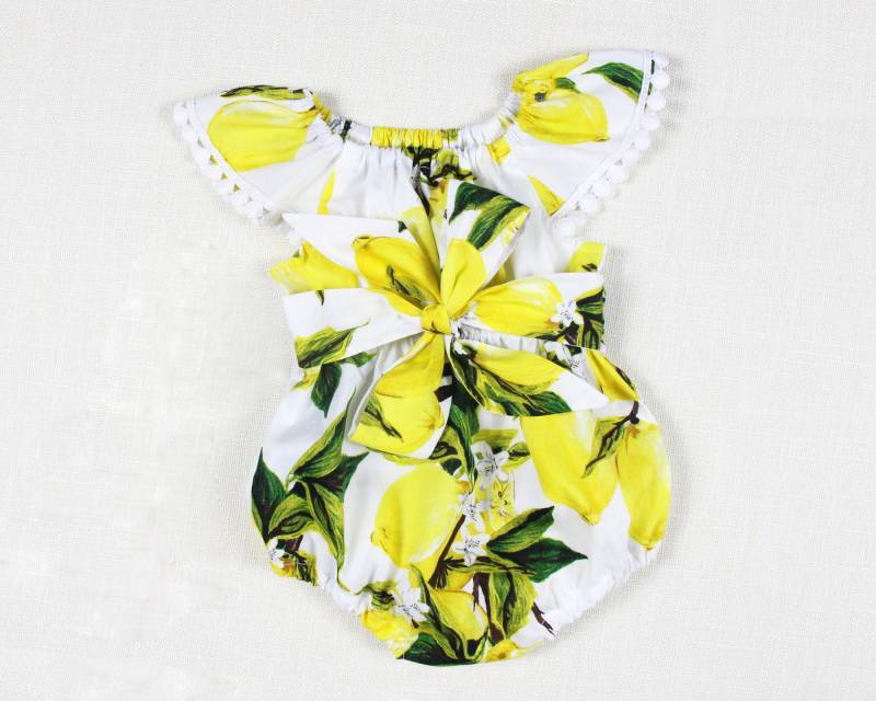 Zitrone Baby Strampler Baby-Mädchen Romper Baby-Kleidung Gelb Baby-Mädchen-Outfits Kleinkind-Strampler 1 von HippieBabeLane
