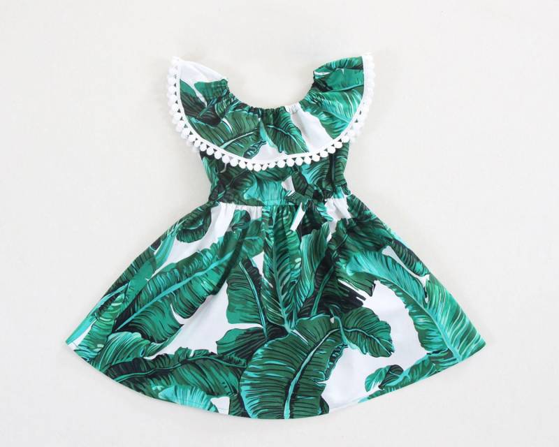 st Patricks Baby Mädchen Kleider Mädchenkleider Bananen/Palmblätter Kleid Kuchen Smash Babykleidung Outfits Grünes Hawaii-Boho von HippieBabeLane
