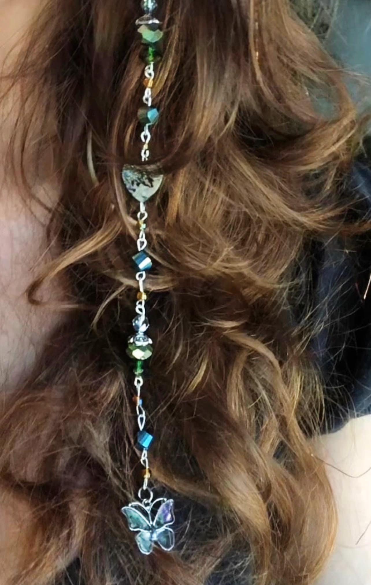 Schmetterling Haar Perle Perlmutt Kristall Charm, Hippie Schmuck Schmetterling Haar Perle Perlmutt Kristall Charm, Hippie Schmuck von HippieHairBeads