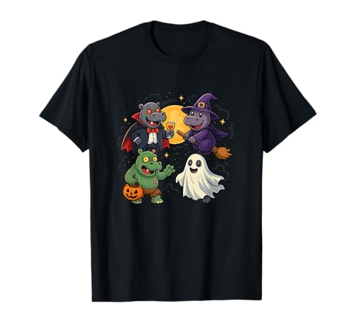 Hippo Ghost Witch Zombie Halloween Kostüm Kinder Jungen Mädchen T-Shirt Hippo Ghost Witch Zombie Halloween Kostüm Kinder Jungen Mädchen T-Shirt von Hippo Boo Halloween Ghosts and Witches Fun Kids