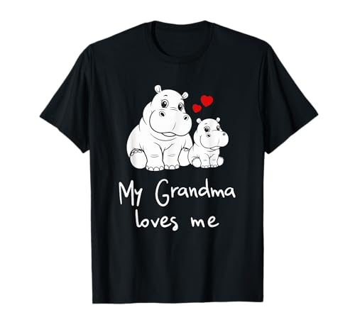 Niedliches Baby & Oma My Grandmom Loves Me Nilpferd T-Shirt Niedliches Baby & Oma My Grandmom Loves Me Nilpferd T-Shirt von Hippo Grandma Grandkids Birthday Tee