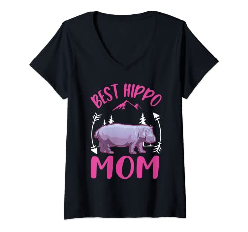 Damen Best Hippo Mom Ever Flusspferd Hippo Nilpferd T-Shirt mit V-Ausschnitt Damen Best Hippo Mom Ever Flusspferd Hippo Nilpferd T-Shirt mit V-Ausschnitt von Hippo Hippopotamus Flusspferd Kleidung