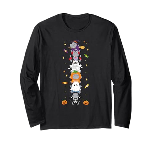 Lustiges Nilpferd Hexe Vampir Geist Halloween Kinder Herren Damen Langarmshirt Lustiges Nilpferd Hexe Vampir Geist Halloween Kinder Herren Damen Langarmshirt von Hippo Lovers Halloween Skeleton Mummy Outfits