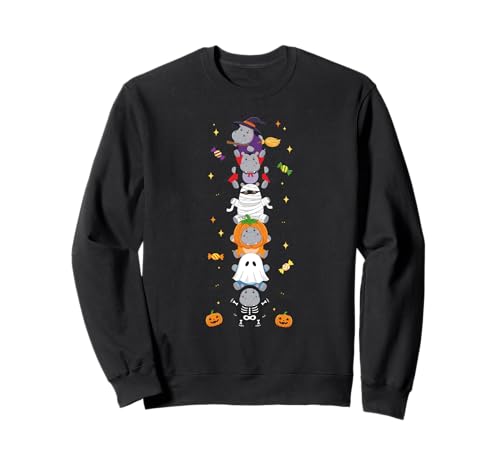 Lustiges Nilpferd Hexe Vampir Geist Halloween Kinder Herren Damen Sweatshirt Lustiges Nilpferd Hexe Vampir Geist Halloween Kinder Herren Damen Sweatshirt von Hippo Lovers Halloween Skeleton Mummy Outfits