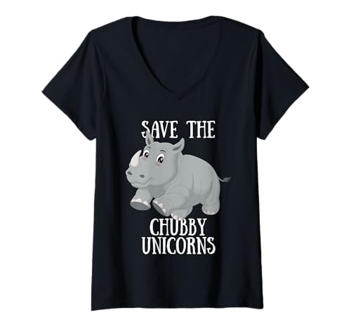 Damen Retten Sie die molligen Einhörner lustiges Nilpferd niedlich Meme Teens T-Shirt mit V-Ausschnitt Damen Retten Sie die molligen Einhörner lustiges Nilpferd niedlich Meme Teens T-Shirt mit V-Ausschnitt von Hippo Loving Girls and Boys Funny Zoo Animals Kids