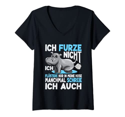 Damen Furzendes Nilpferd Ich Furze Nicht flüstere nur Flusspferd T-Shirt mit V-Ausschnitt Damen Furzendes Nilpferd Ich Furze Nicht flüstere nur Flusspferd T-Shirt mit V-Ausschnitt von Hippo Sarkastischer Spruch Furz loading Stinker