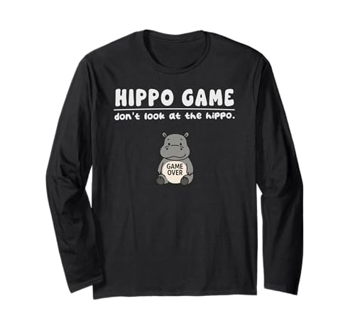 Lustiges Nilpferd-Spiel Don't Look Game Over für Jungen Mädchen Kinder Langarmshirt von HippoAxis1