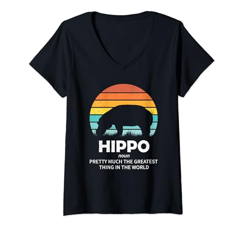 Damen Lustiges Nilpferd Tiere Definition Nilpferd T-Shirt mit V-Ausschnitt Damen Lustiges Nilpferd Tiere Definition Nilpferd T-Shirt mit V-Ausschnitt von Hippopotamus Definition Hippo Apparel