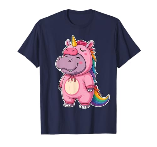 Nilpferd im Einhorn Kostüm für Mädchen Kinder Nilpferd T-Shirt Nilpferd im Einhorn Kostüm für Mädchen Kinder Nilpferd T-Shirt von Hippopotamus In Unicorn Costume Kawaii Design