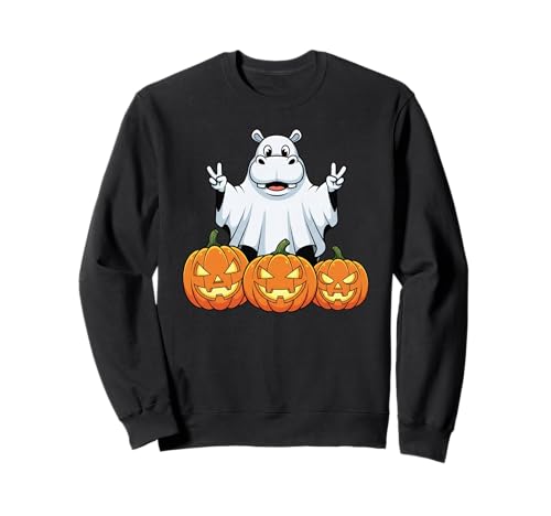 Lustiges Nilpferd Geist Kürbis Boo Halloween Kinder Herren Damen Sweatshirt Lustiges Nilpferd Geist Kürbis Boo Halloween Kinder Herren Damen Sweatshirt von Hippotamus Lovers Halloween Ghost Pumpkin Outfits