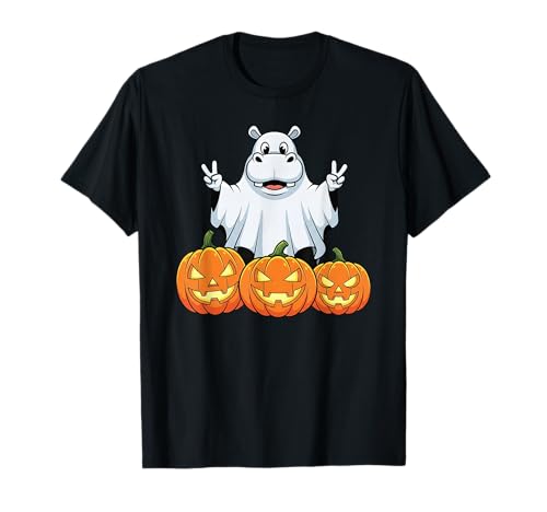 Lustiges Nilpferd Geist Kürbis Boo Halloween Kinder Herren Damen T-Shirt Lustiges Nilpferd Geist Kürbis Boo Halloween Kinder Herren Damen T-Shirt von Hippotamus Lovers Halloween Ghost Pumpkin Outfits