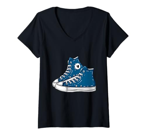 Damen Geschenk für Sneaker, Head-Fans, Retro-Stil, Hipster-Sneaker T-Shirt mit V-Ausschnitt Damen Geschenk für Sneaker, Head-Fans, Retro-Stil, Hipster-Sneaker T-Shirt mit V-Ausschnitt von Hipster Gear