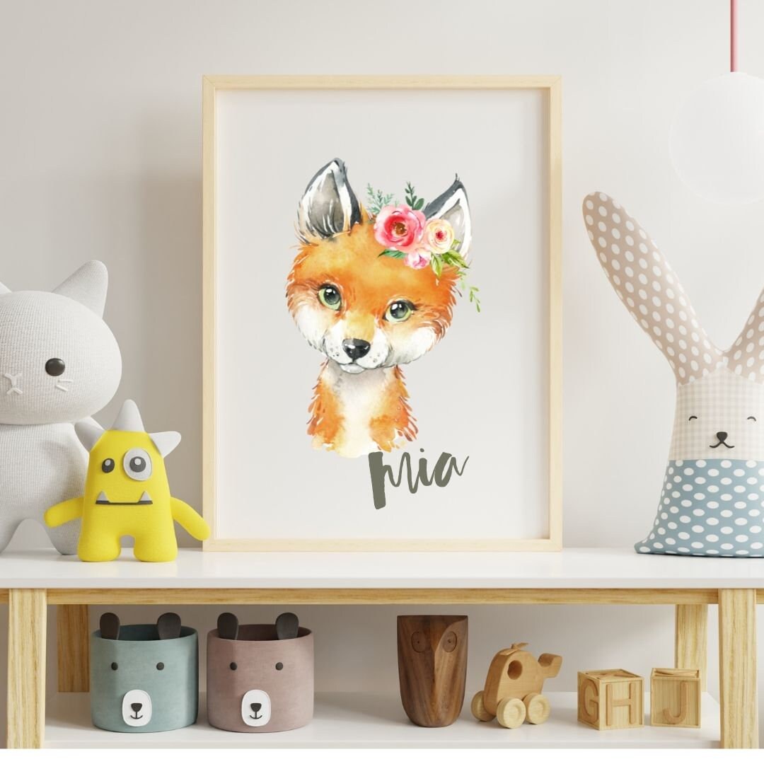 Bilder Kinderzimmer Dekowaldtier Poster Set Deko A3 Mit Namen, Eule, Fuchs, Igel, Wolf Bilder Kinderzimmer Dekowaldtier Poster Set Deko A3 Mit Namen, Eule, Fuchs, Igel, Wolf von Hipsterkidsde