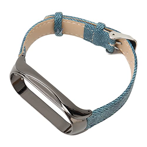 Uhrenarmband, Smartwatch-Armband 2-in-1, PU-Leder, Angepasster Ersatz für Herren Zum Wandern (Schwarzes Etui aus blauem Stoff) von Hiraith