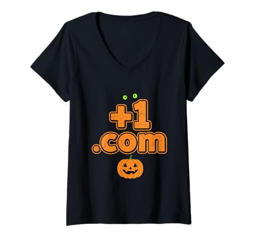 Damen Boo Halloween +1 Plus One Dot Com Ländercode T-Shirt mit V-Ausschnitt Damen Boo Halloween +1 Plus One Dot Com Ländercode T-Shirt mit V-Ausschnitt von Hiral Goswami