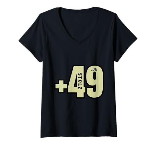 Damen Stolz .de +49 Deutschland National Smart T-Shirt mit V-Ausschnitt Damen Stolz .de +49 Deutschland National Smart T-Shirt mit V-Ausschnitt von Hiral Goswami