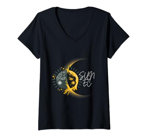 Damen Totale Sonnenfinsternis Alte Sonne Ec T-Shirt mit V-Ausschnitt Damen Totale Sonnenfinsternis Alte Sonne Ec T-Shirt mit V-Ausschnitt von Hiral Goswami