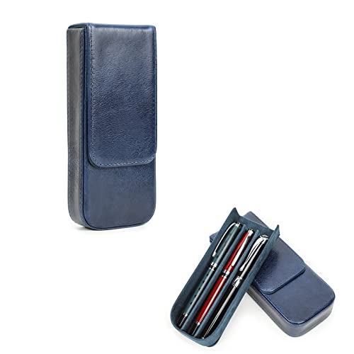 Hiram Leder-Füllhalteretui, Leder-Füllhalterbox für 3 Stifte mit Verstecktem Magnetischem Schnappverschluss (Blau) Hiram Leder-Füllhalteretui, Leder-Füllhalterbox für 3 Stifte mit Verstecktem Magnetischem Schnappverschluss (Blau) von Hiram