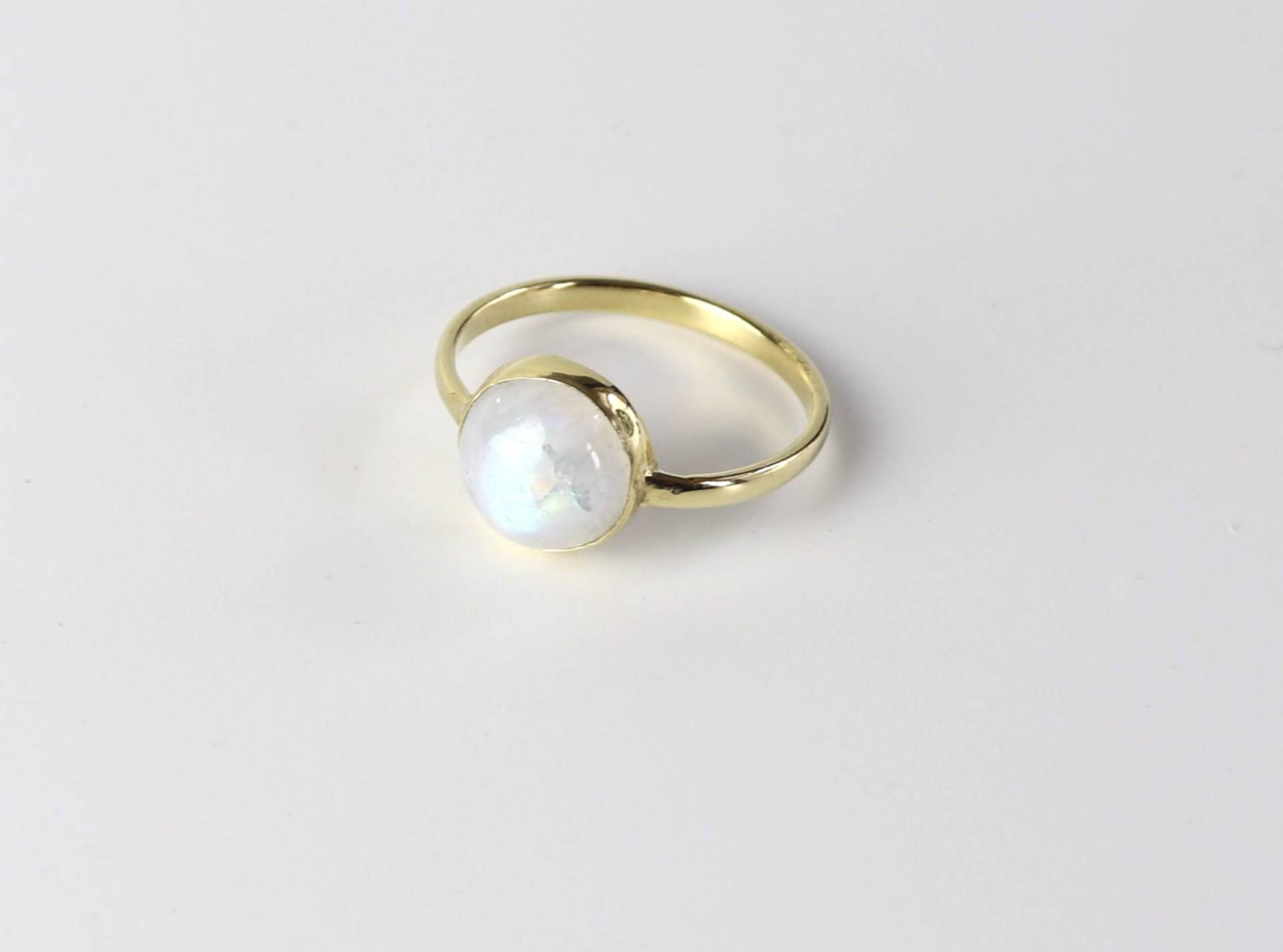 Mondstein Gold Tombak Messing Ring, Handgemacht Mondstein Gold Tombak Messing Ring, Handgemacht von HiranShop