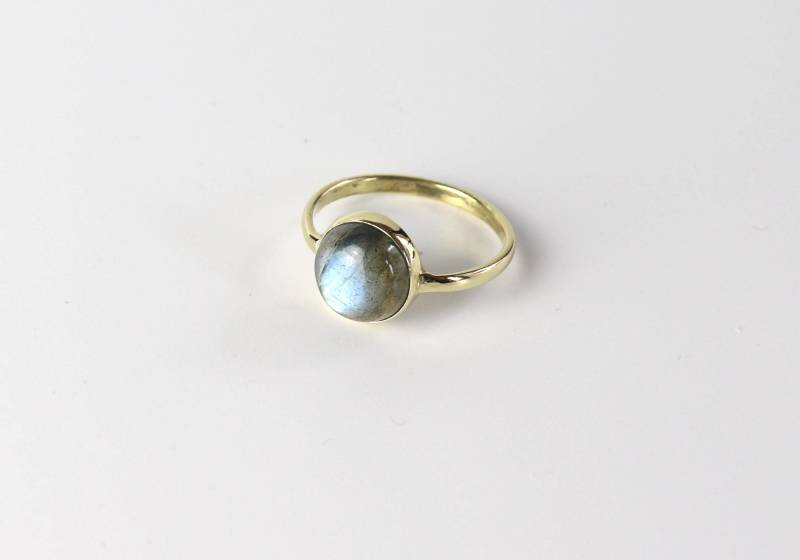 Rund Labradorit Messing Ring, Vergoldet, Handgemacht, Recycelt Rund Labradorit Messing Ring, Vergoldet, Handgemacht, Recycelt von HiranShop