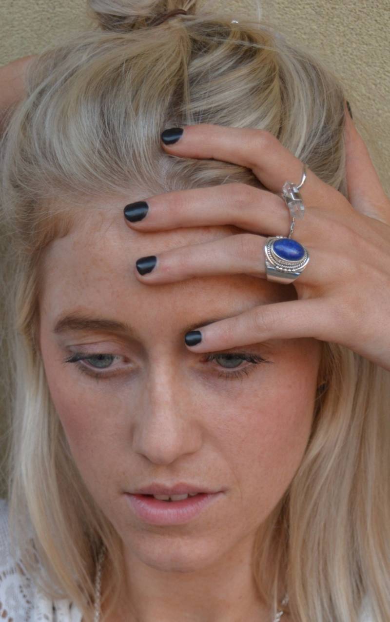 Got Style - Lapis Lazuli Ring Naturstein Boho Blauer Stein Silberring Sterling Silber Ringe von Hirode