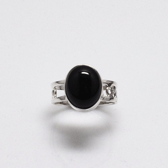 Wanderer Ii - Schwarzer Onyx Und Silberring/ Boho Ring von Hirode