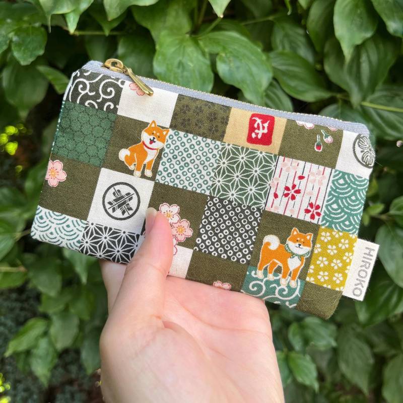 Shiba Hund, Geldbeutel Japan, Mini Tasche Grün, Shibainu von HirokoSchuppHandmade