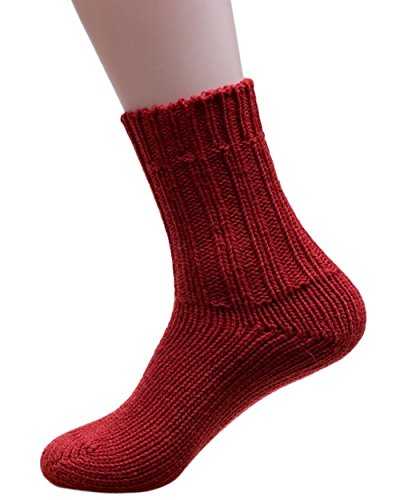 Hirsch Natur Socken, 100 % reine Wolle, Grobstrick-Knöchelschutz mit Gewichtung, 191, Rot, 191 UK 6.5/7 / EU 40/41 von Hirsch Natur