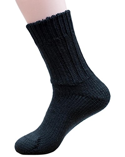 Hirsch Natur Socken, 100 % reine Wolle, Grobstrick-Knöchelschutz mit Gewichtung, 191, Schwarz, 191 UK 5/6 / EU 38/39 von Hirsch Natur