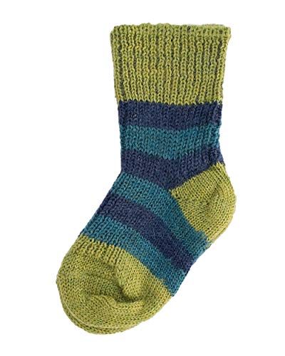 Hirsch Natur, Baby und Kinder Ringelsocken aus 100% Wolle (kbT) (15-17, Maigrün/jeans/petrol) von Hirsch Natur