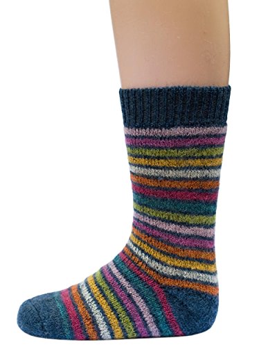 Hirsch Natur, Baby und Kinder Vollplüsch Ringelsocken, 100% Wolle (kbT) (15-17, blau/bunt-geringelt) von Hirsch Natur