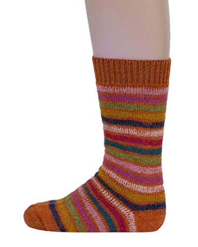 Hirsch Natur, Baby und Kinder Vollplüsch Ringelsocken, 100% Wolle (kbT) (18-20, Orange (Ringel)) von Hirsch Natur