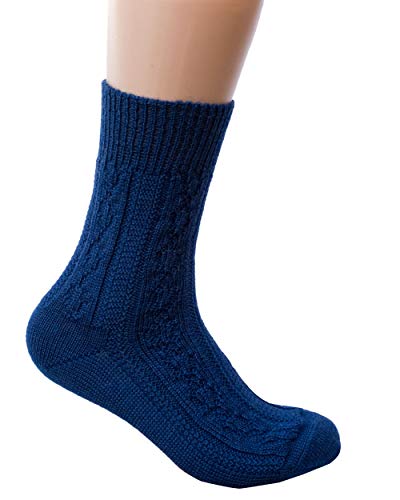 Hirsch Natur, Dicke Socken Zopfmuster, 100% Wolle (kbT) (Blau, 40-41) von Hirsch Natur