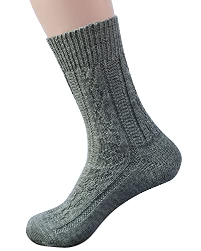 Hirsch Natur, Dicke Socken Zopfmuster, 100% Wolle (kbT) (Grau, 36-37) von Hirsch Natur