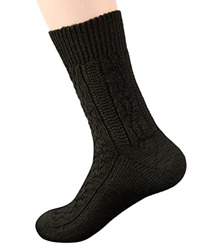 Hirsch Natur, Dicke Socken Zopfmuster, 100% Wolle (kbT) (Schwarz, 38-39) von Hirsch Natur