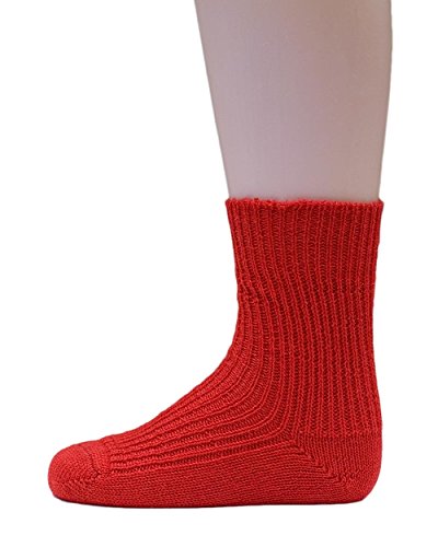 Hirsch Natur, Grobstrick Socken Baby und Kinder, 100% Wolle (kbT) (15-17, Rot) von Hirsch Natur