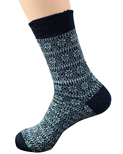 Hirsch Natur, Merino Feinstrick Norwegermuster Socken, 100% Wolle (kbT) (Marine/Sky, 36-37) von Hirsch Natur