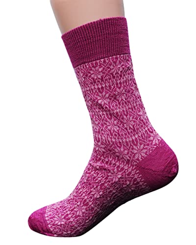 Hirsch Natur, Merino Feinstrick Norwegermuster Socken, 100% Wolle (kbT) (Pink/Rosa, 40-41) von Hirsch Natur