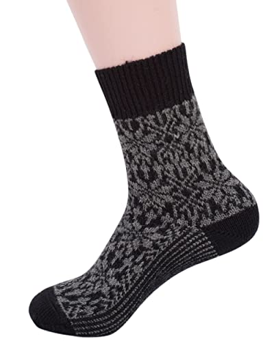 Hirsch Natur, Merino Socken Sternmuster, 100% Wolle (kbT) (Schwarz/Anthrazit, 36-37) von Hirsch Natur