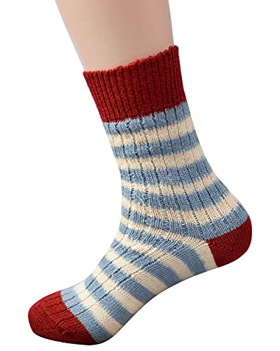 Hirsch Natur, Ringel Socken, 100% Wolle (kbT) (Mohn/Sky/Natur, 38-39) von Hirsch Natur