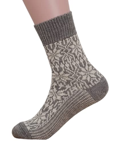 Hirsch Natur, Merino Socken Sternmuster, 100% Wolle (kbT) (Grau/Natur, 42-43) von Hirsch Natur